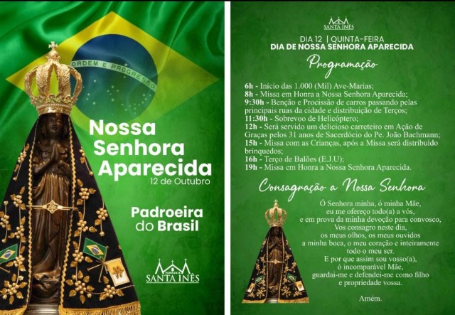 Programao do dia de Nossa Senhora Aparecida